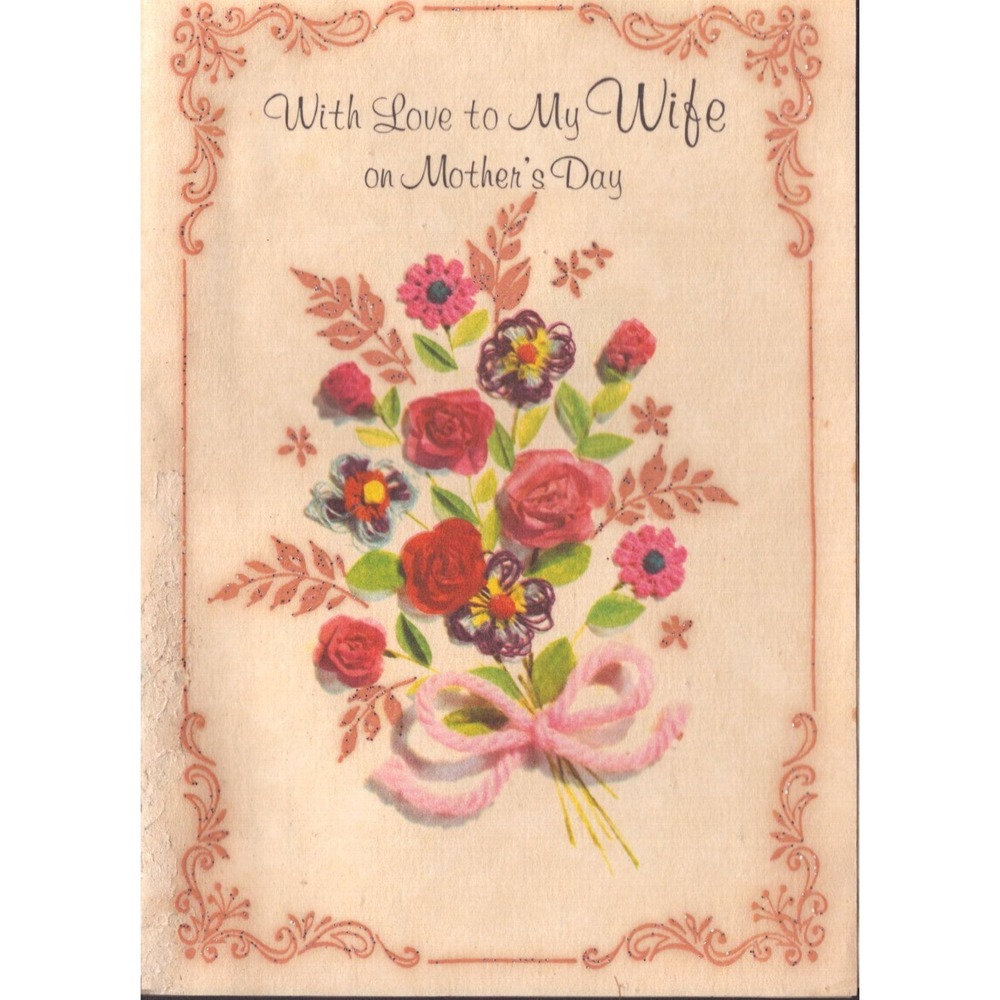 Vintage 1971 Rust Craft Mother's Day Greeting Card Wife Floral Bouquet Signed